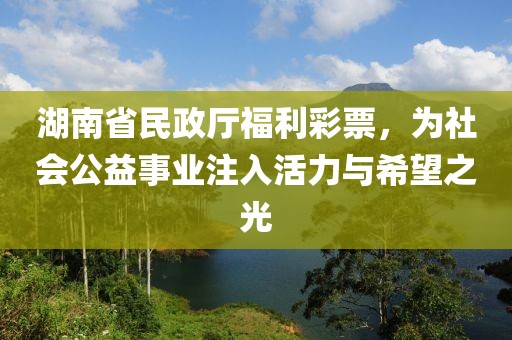 湖南省民政厅福利彩票，为社会公益事业注入活力与希望之光