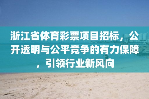 浙江省体育彩票项目招标，公开透明与公平竞争的有力保障，引领行业新风向