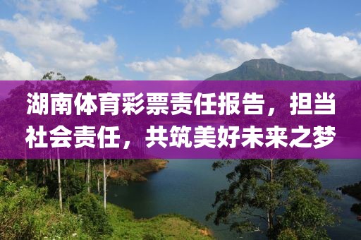 湖南体育彩票责任报告，担当社会责任，共筑美好未来之梦